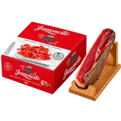 JAMÓN SERRANO MINI CAMPO TIERRA 1KG - KIT JAMONERA Y CUCHILLO