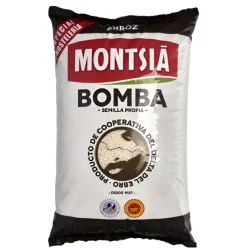 RICE MONTSIA BOMBA 5KG. (D.O.P DELTA OF THE EBRO) PLASTIC BAG