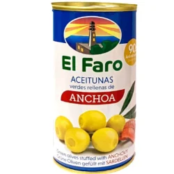 ACEITUNA MANZANILLA RELLENA CON ANCHOA EL FARO 350 GR