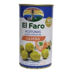 ACEITUNA MANZANILLA RELLENA CON GAMBAS EL FARO 350 GR