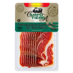 PALETA DE CEBO DE CAMPO IBÉRICO 50% RAZA IBÉRICA LONCHEADO CAMPO TIERRA 100 GR C/P