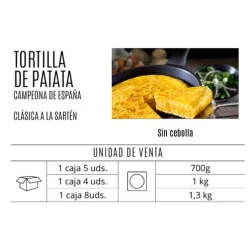 TORTILLA PATATA AL SARTEN S/CEBOLLA FS UN COCINA DE SENEN 1KG