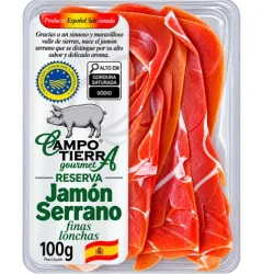 JAMÓN SERRANO RESERVA LONCHEADO CAMPO TIERRA  100 GR