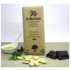 CHOCOLATE NEGRO ARTESANAL 70% CACAO, S/AZUCAR CON AOVE Y ALMENDRAS 105 GR