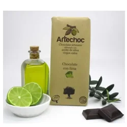 CHOCOLATE NEGRO ARTESANAL CON AOVE Y LIMA 105 GR