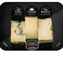 TABLA QUESOS Nº1  JOSEP LLORENS CUÑAS DE 100G TRUFA NEGRA, 100G DE CURADO Y 100G DE ROMERO 300 GR