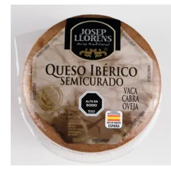 QUESO IBÉRICO  JOSEP LLORENS SEMICURADO. QUESO DE VACA, CABRA Y OVEJA 2-3 MESES DE CURACIÓN 3,3 KG
