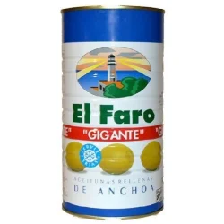 ACEITUNA MANZANILLA GIGANTE RELLENA CON ANCHOA EL FARO 1400 GR