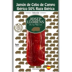 JAMÓN DE CEBO DE CAMPO IBÉRICO 50% RAZA IBÉRICA LONCH. JOSEP LLORENS 75 GR C/P