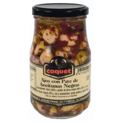 AJOS CON PATÉ DE ACEITUNA NEGRA COQUET 345 GR