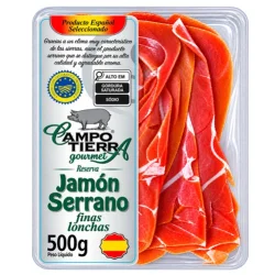 JAMÓN SERRANO RESERVA LONCHEADO CAMPO TIERRA  500 GR
