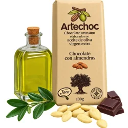 CHOCOLATE NEGRO ARTESANAL CON AOVE Y ALMENDRAS 105 GR