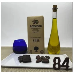 CHOCOLATE NEGRO ARTESANAL 84% CACAO CON AOVE 100 GR