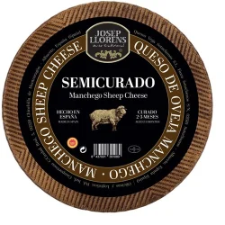 QUESO MANCHEGO JOSEP LLORENS SEMICURADO DE LECHE DE OVEJA 2-3 MESES 3,6 KG