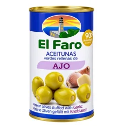 ACEITUNA MANZANILLA RELLENA CON AJO EL FARO 350 GR