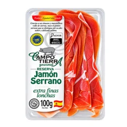 JAMÓN SERRANO RESERVA LONCHEADO CAMPO TIERRA  100 GR