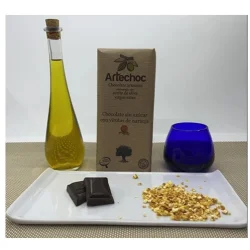 CHOCOLATE NEGRO ARTESANAL 70% CACAO, S/AZUCAR CON AOVE Y VIRUTA NARANJA 105 GR
