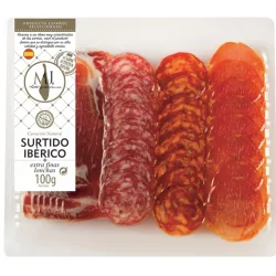 CHORIZO+SALCHICHÓN+ CAÑA DE LOMO +PALETA, SELECCIÓN IBERICA MJ 100 GR