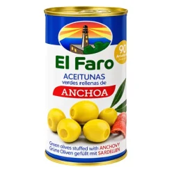 ACEITUNA MANZANILLA RELLENA CON ANCHOA EL FARO 350 GR