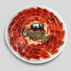 JAMÓN DE CEBO DE CAMPO IBÉRICO 50% RAZA IBÉRICA CORTADO A CUCHILLO CAMPO TIERRA 75 GR C/P