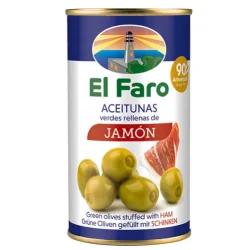 ACEITUNA MANZANILLA RELLENA CON JAMÓN EL FARO 350 GR