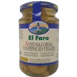 ACEITUNA REINA RELLENA DE PEPINILLOS EL FARO 350 GR