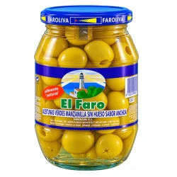 ACEITUNA MANZANILLA AROMATICAS DESHUESADA EL FARO 800 GR
