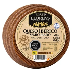 QUESO IBÉRICO  JOSEP LLORENS SEMICURADO. QUESO DE VACA, CABRA Y OVEJA 2-3 MESES DE CURACIÓN 3,3 KG