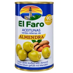 ACEITUNA MANZANILLA RELLENA CON ALMENDRA EL FARO 350 GR