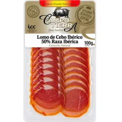 LOMO DE CEBO IBÉRICO 50% RAZA IBÉRICA LONCH.CAMPO TIERRA  100 GR C/P