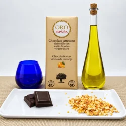 CHOCOLATE NEGRO ARTESANAL CON AOVE Y VIRUTA NARANJA 105 GR