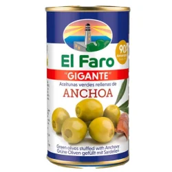 ACEITUNA MANZANILLA GIGANTE RELLENA CON ANCHOA EL FARO 350 GR